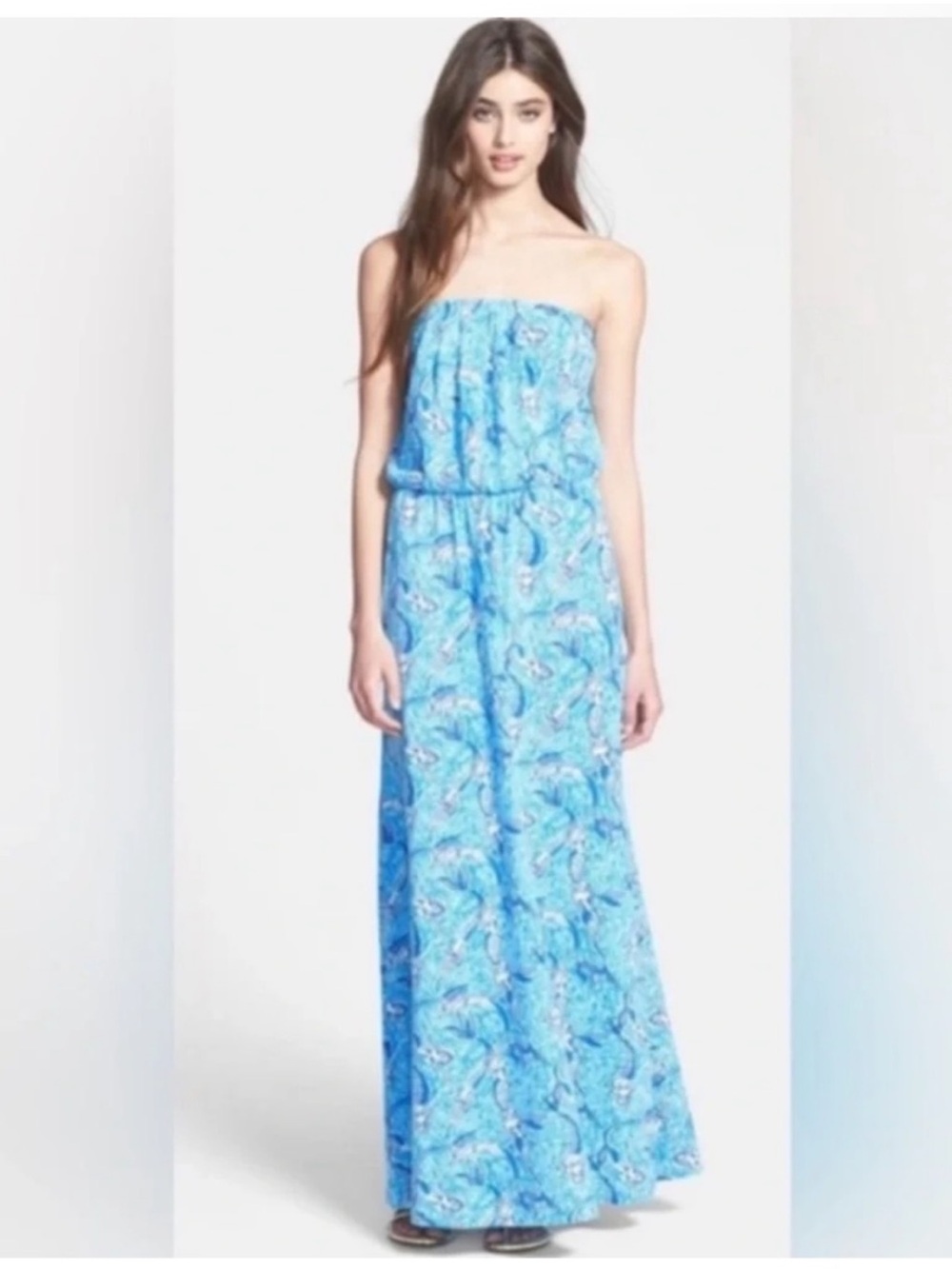 Lilly Pulitzer “Nice Tail” Strapless Maxi Dress mermaid print